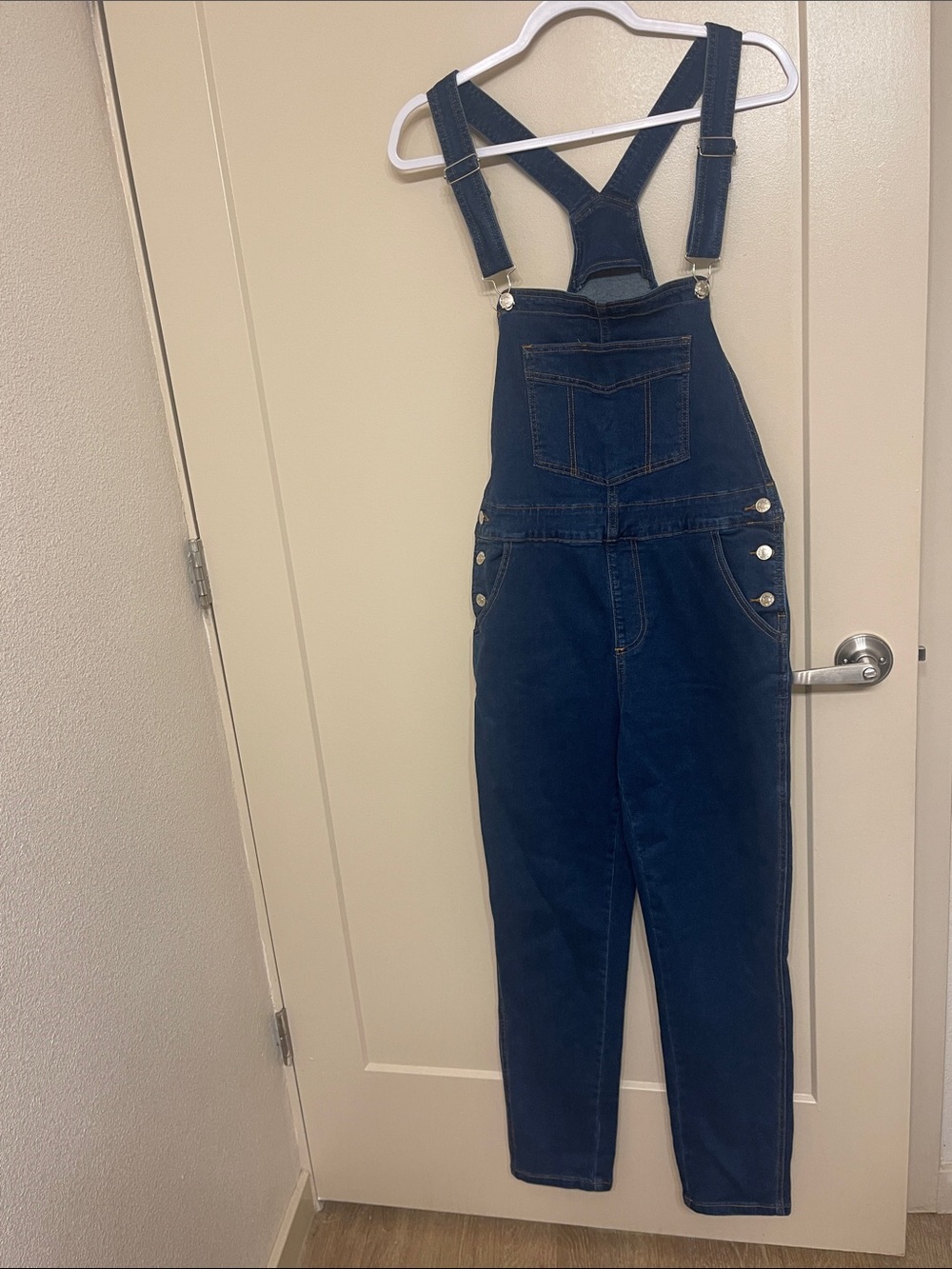 Women's Dark Blue Denim Overalls - Classic Bib Jumpsuit